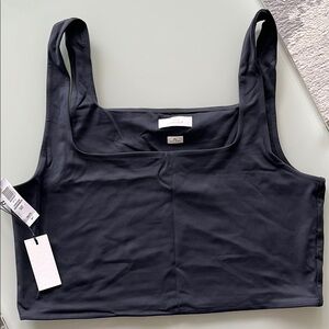 Aritzia Contour Black Square Neck Crop Top